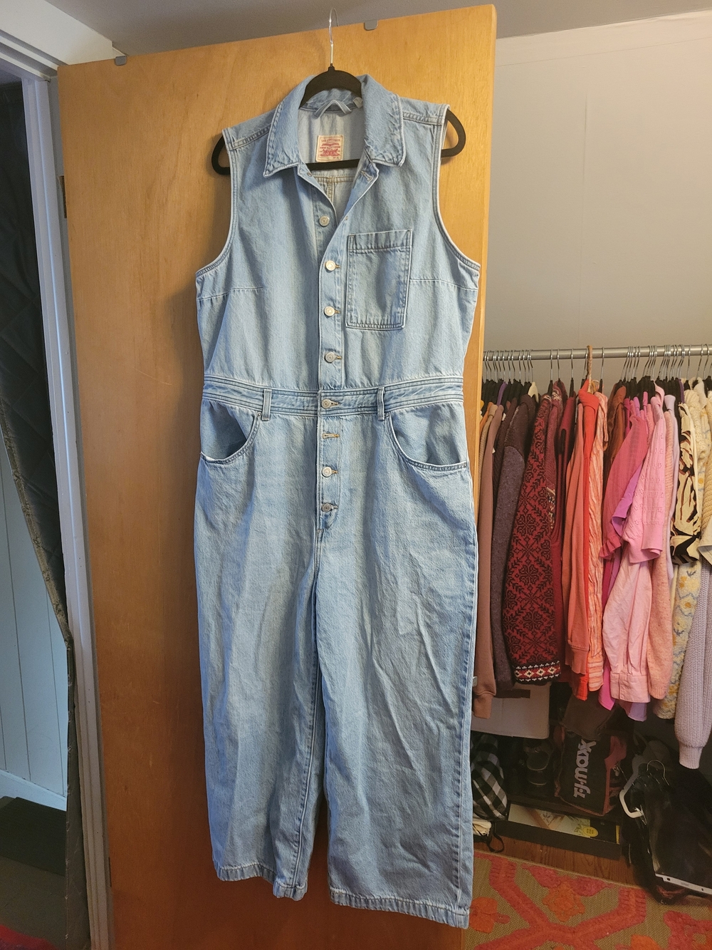 Levi's Light Wash Denim Jumpsuit with Branded Button